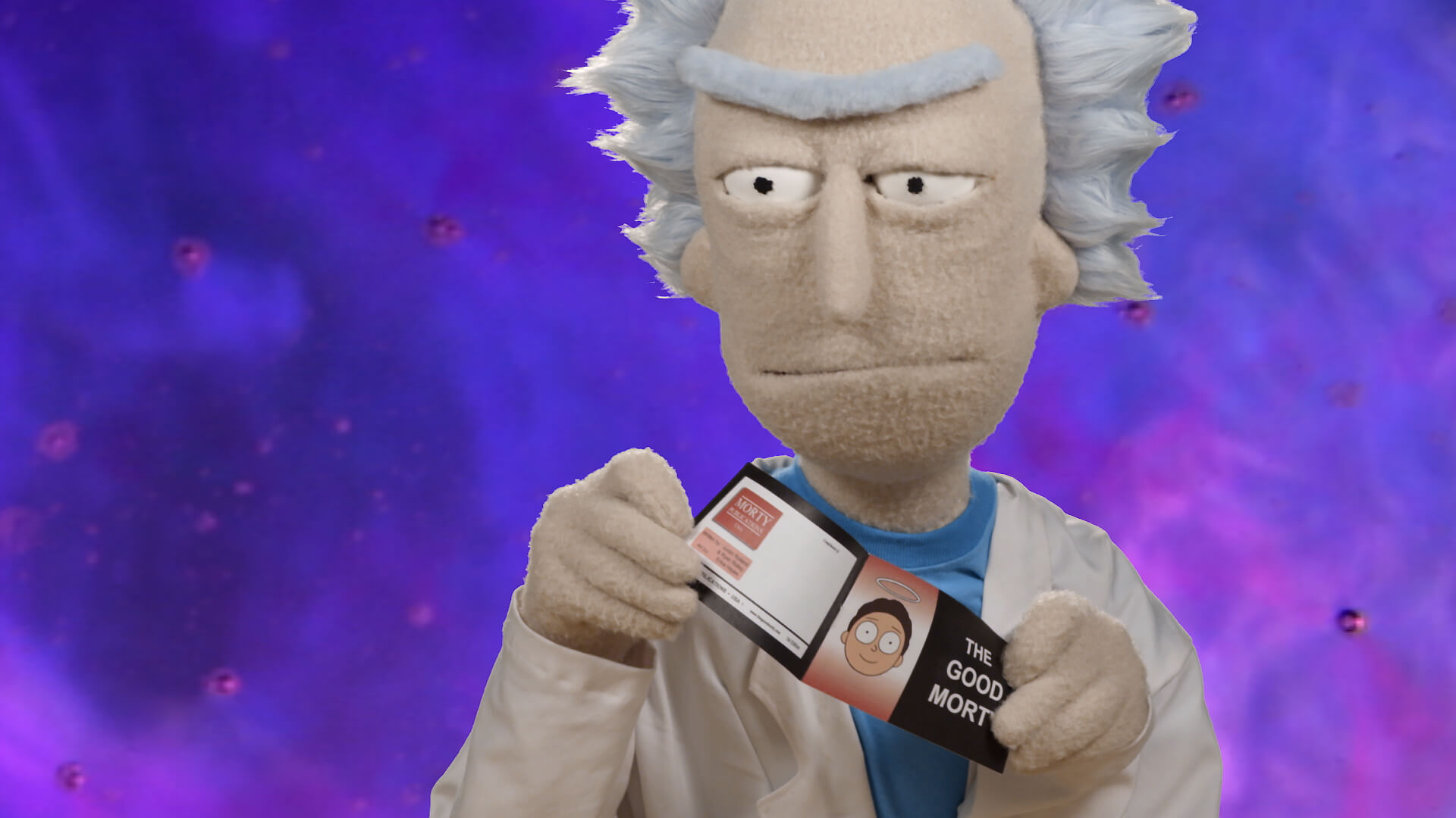 Rick Sanchez puppet from the Rick and Morty Blu-ray commercial shot and edited by Todd Bishop